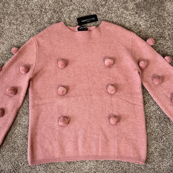 Nancy Yang New York NWt Women's Size Large Pom Heavy Knit Sweater Artsy - Picture 3 of 14